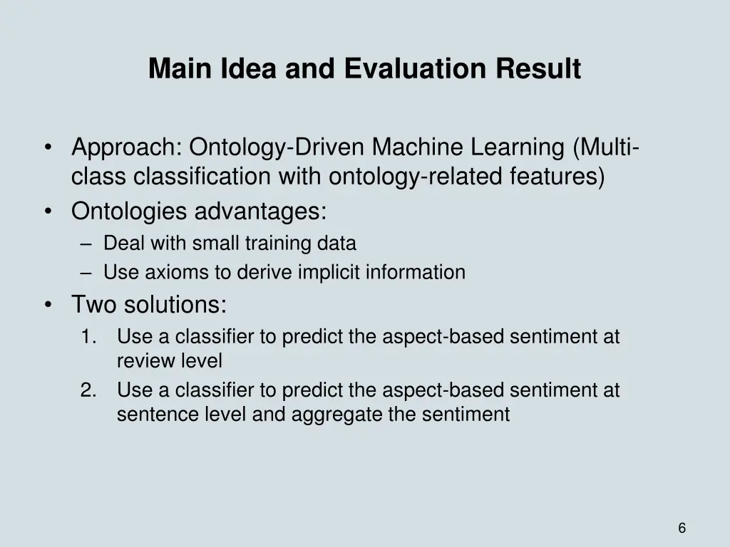 main idea and evaluation result