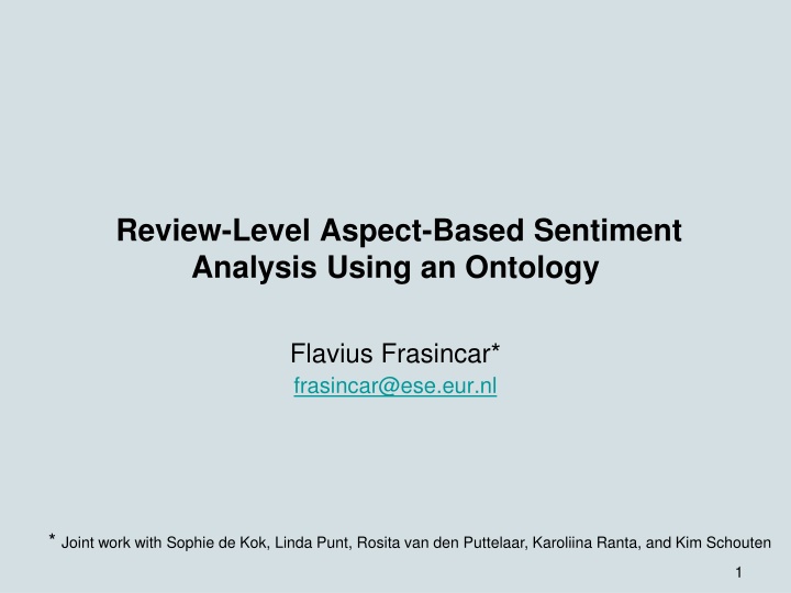 review level aspect based sentiment analysis