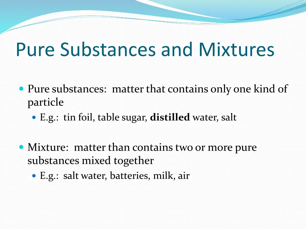 pure substances and mixtures