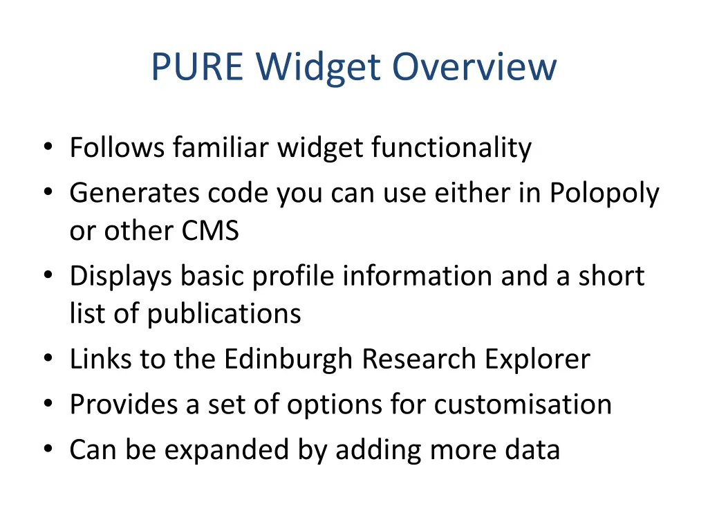 pure widget overview