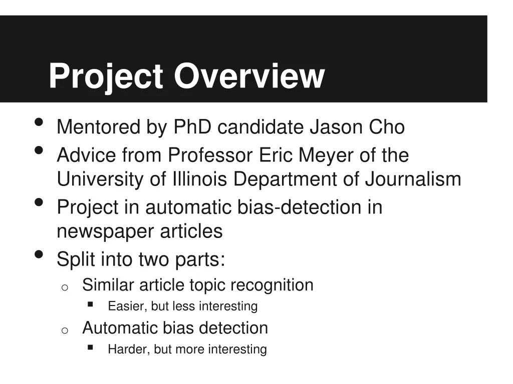 project overview mentored by phd candidate jason