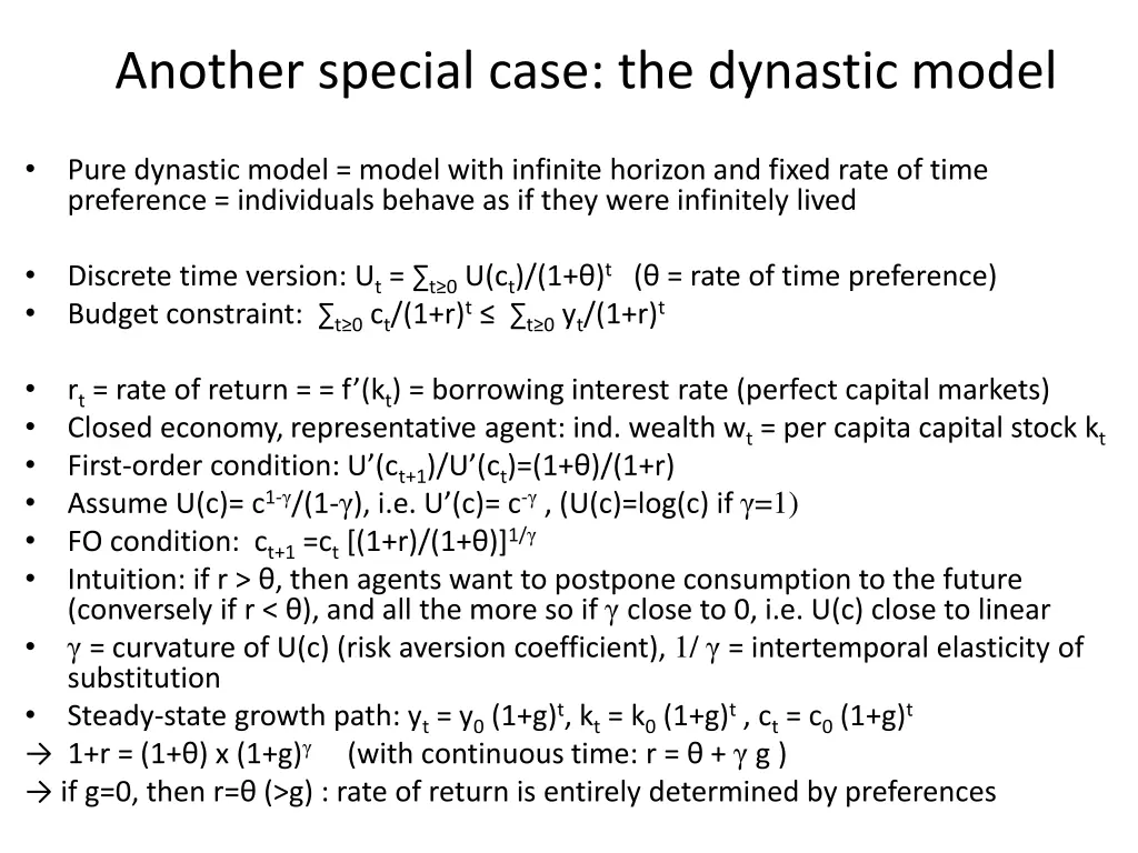 another special case the dynastic model