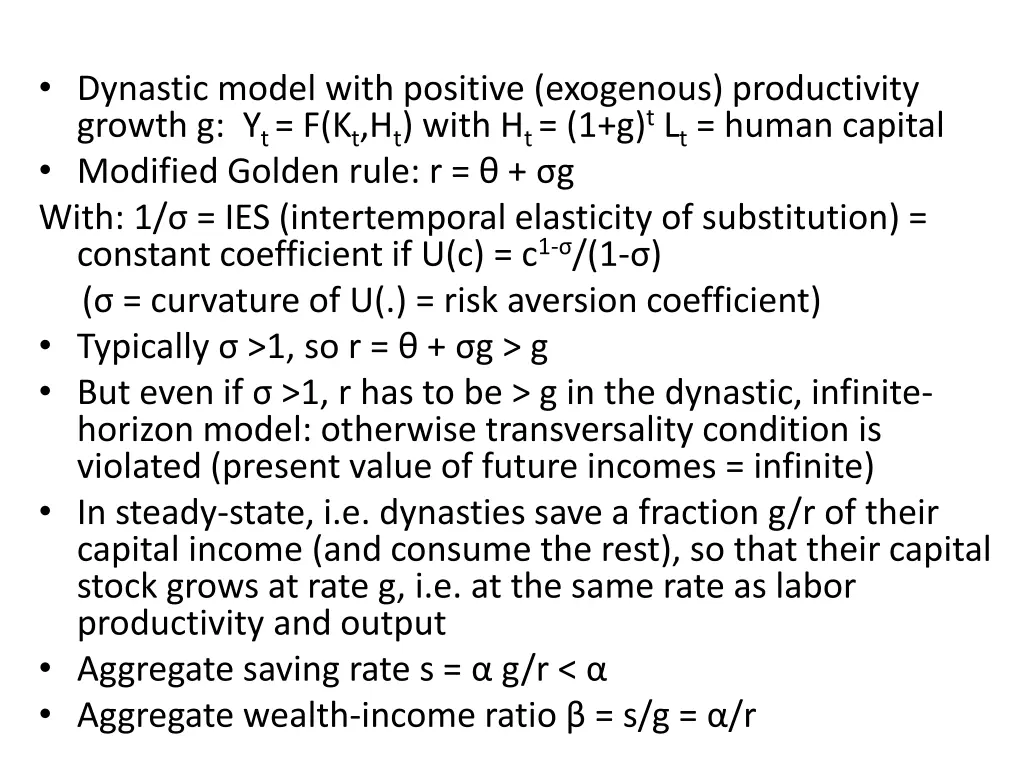 dynastic model with positive exogenous