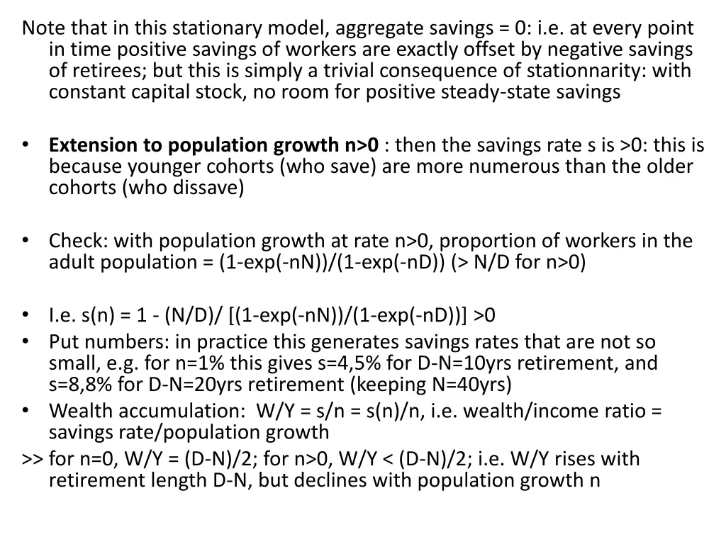 note that in this stationary model aggregate