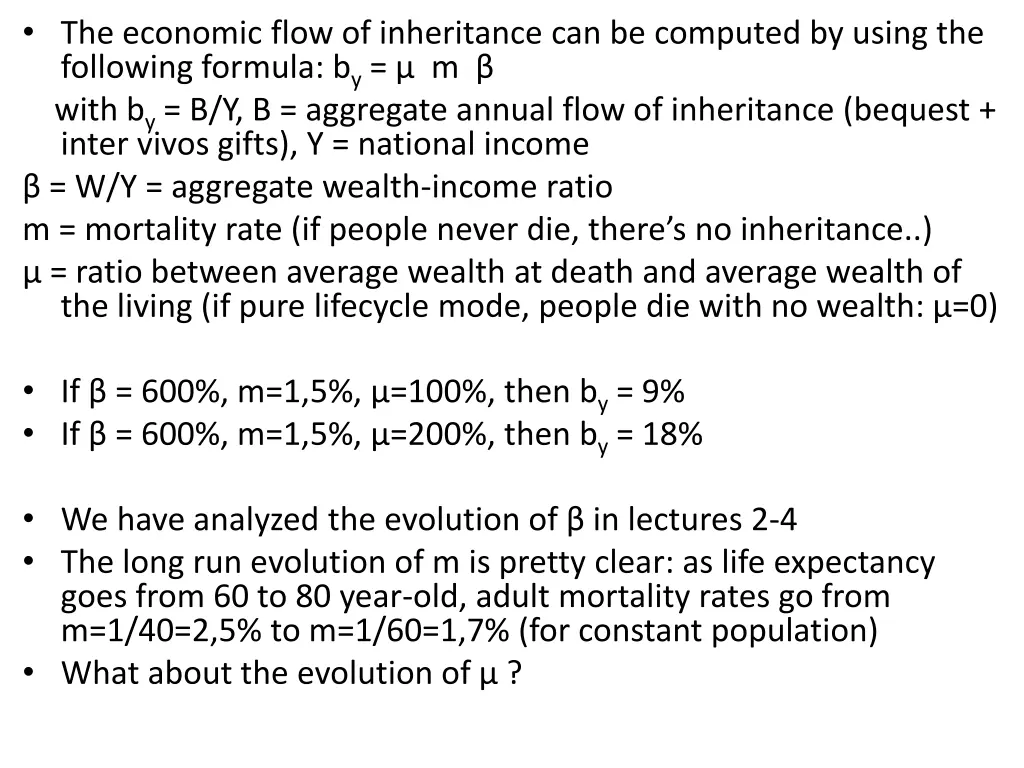 the economic flow of inheritance can be computed