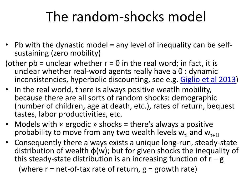 the random shocks model