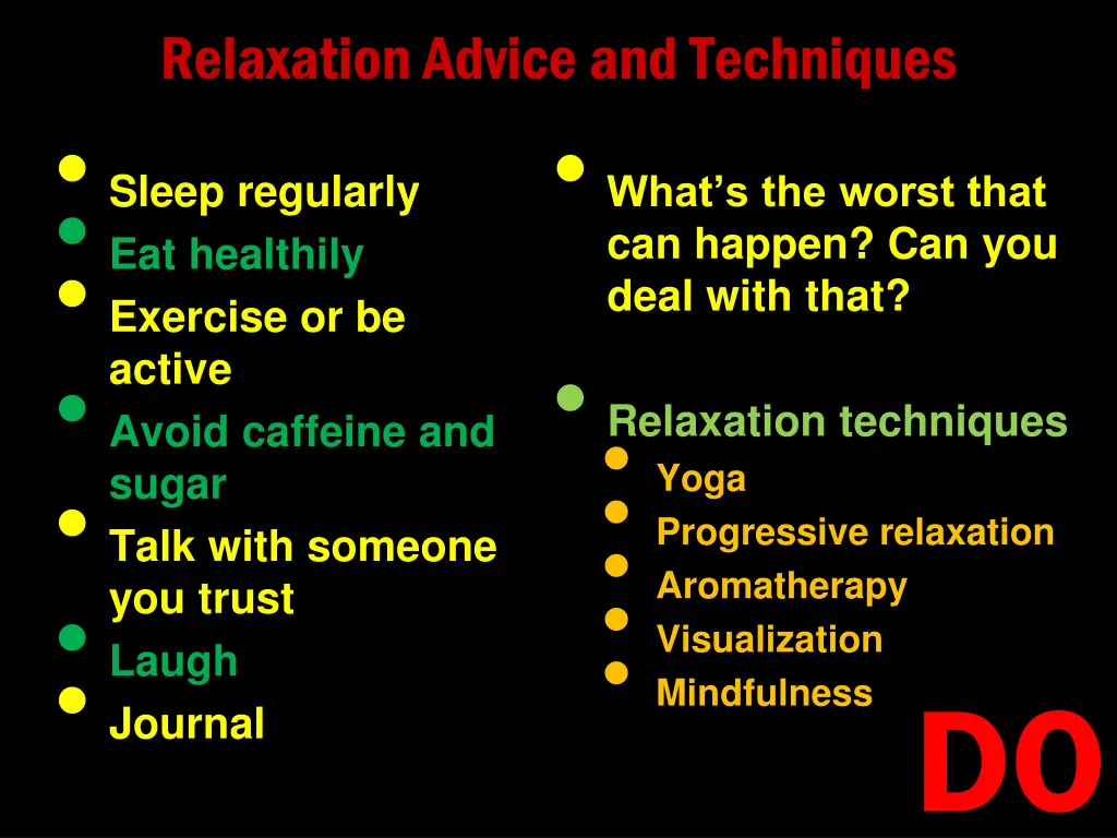 relaxation advice and techniques sleep regularly 1