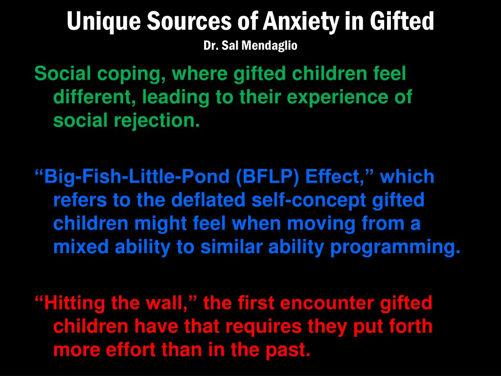 unique sources of anxiety in gifted