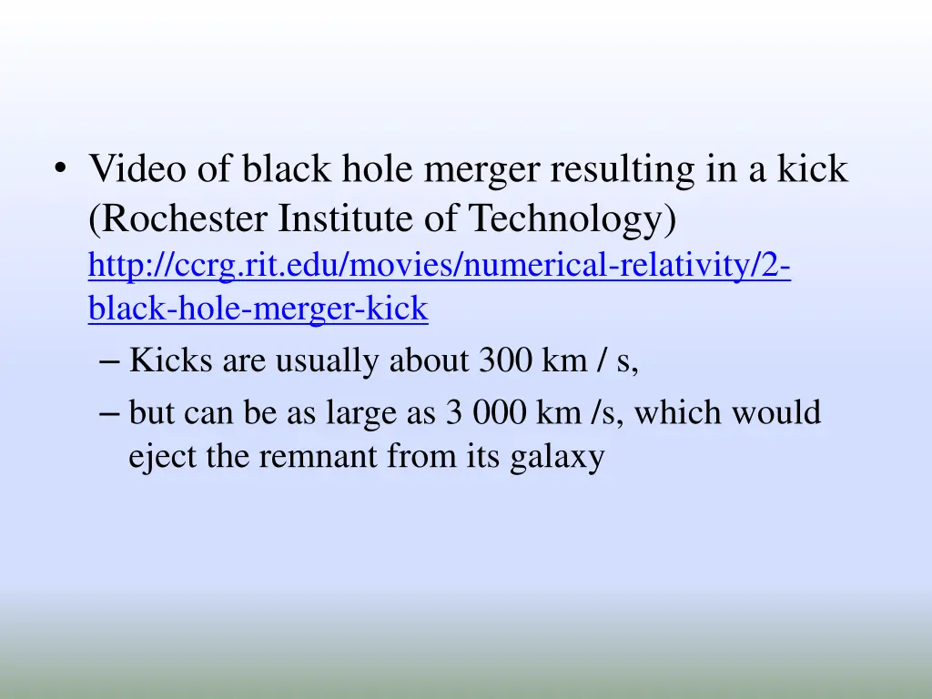 video of black hole merger resulting in a kick