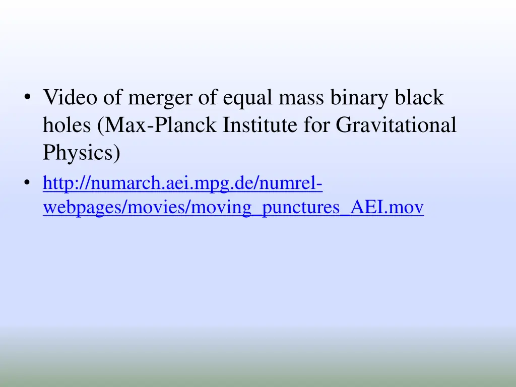 video of merger of equal mass binary black holes