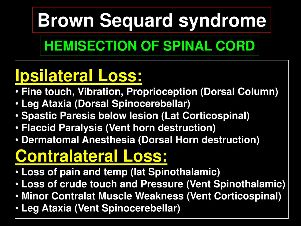 brown sequard syndrome