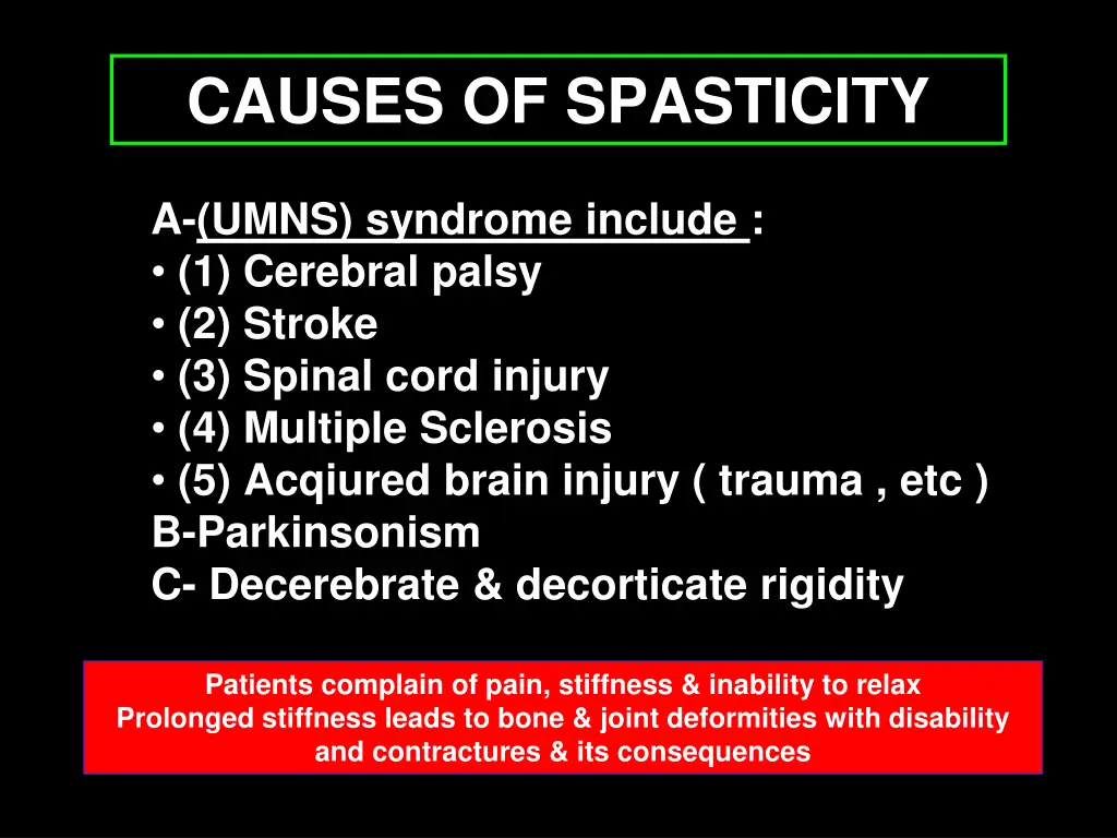 causes of spasticity