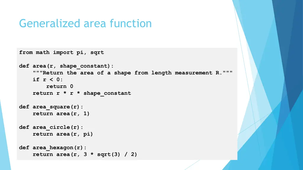 generalized area function