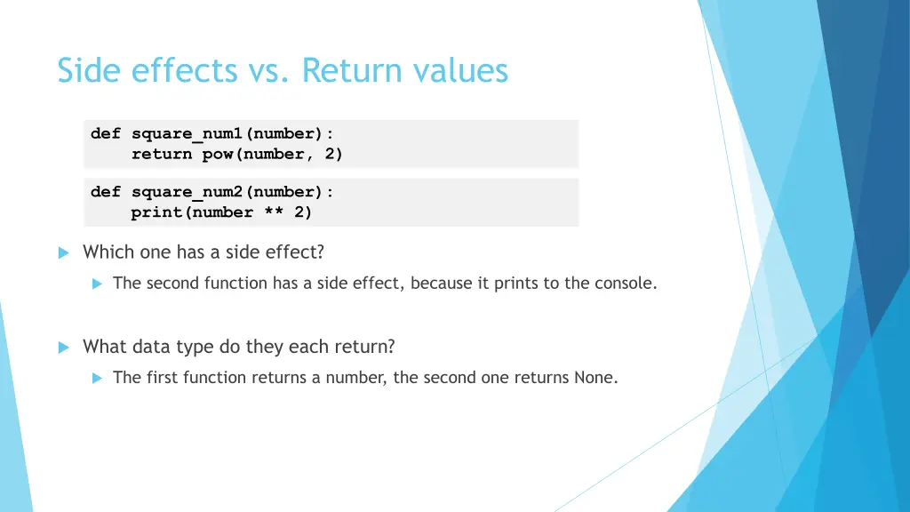 side effects vs return values