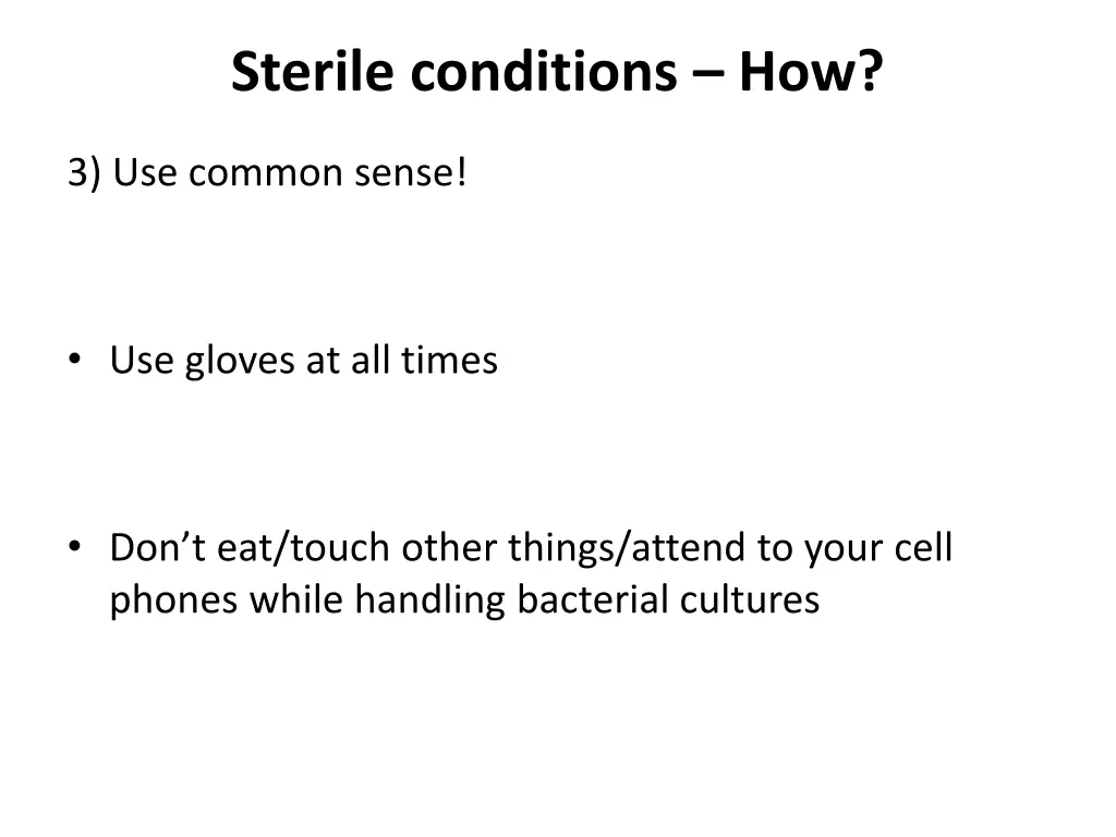 sterile conditions how 2