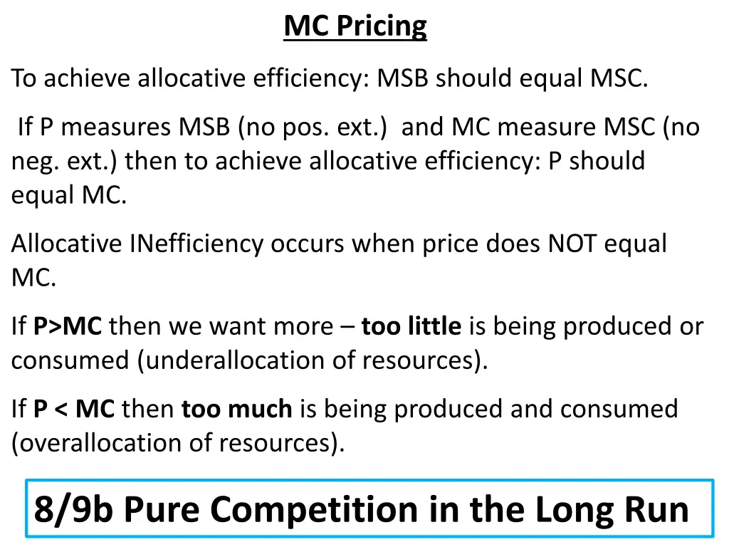 mc pricing