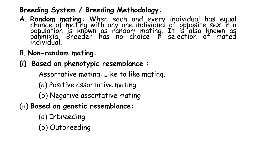 breeding system breeding methodology a random