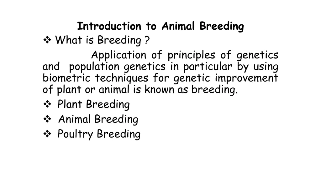 introduction to animal breeding what is breeding