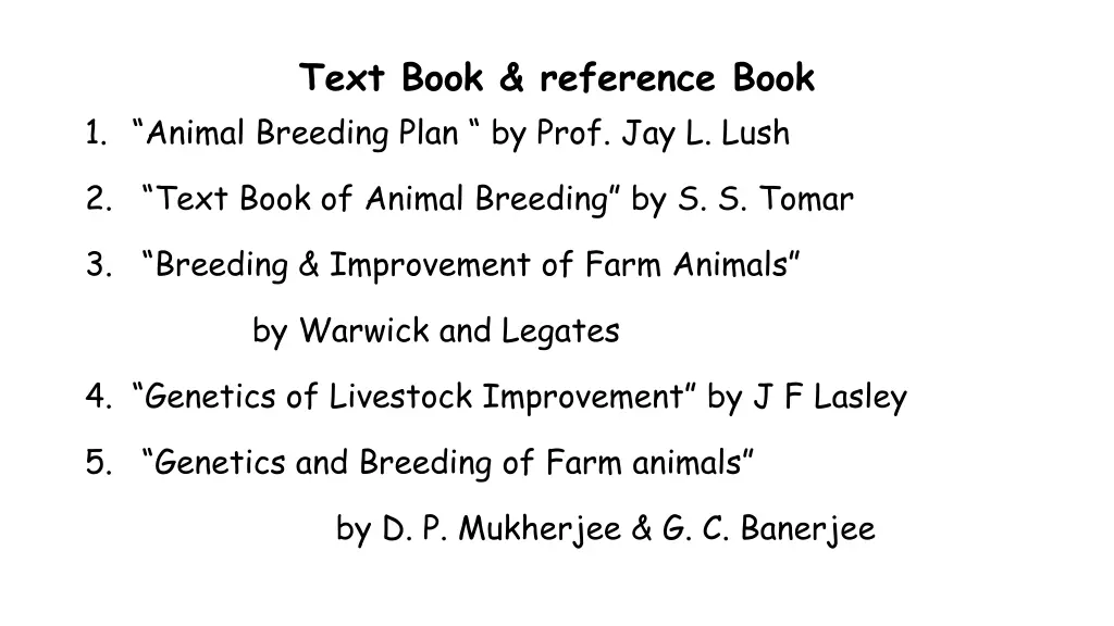 text book reference book 1 animal breeding plan