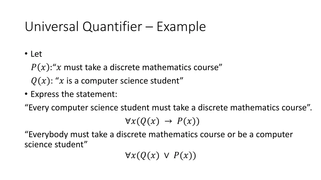 universal quantifier example