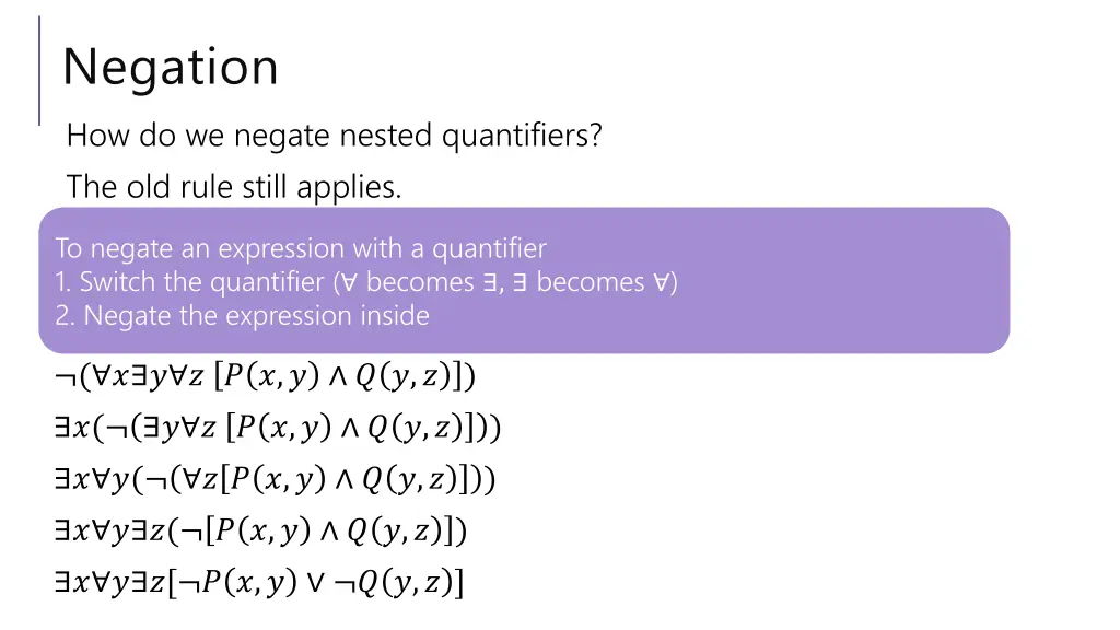 negation how do we negate nested quantifiers