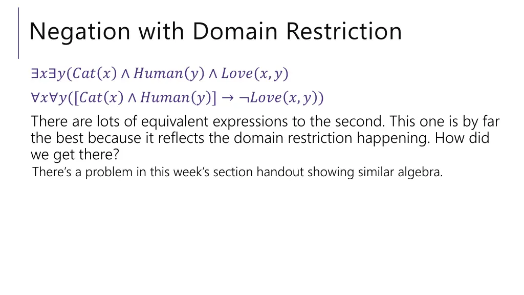 negation with domain restriction