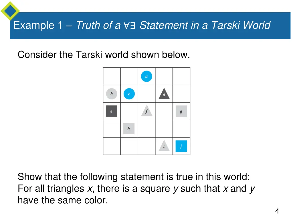 example 1 truth of a statement in a tarski world