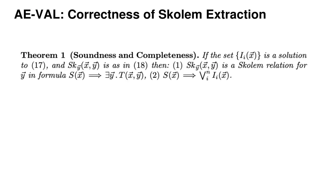 ae val correctness of skolem extraction