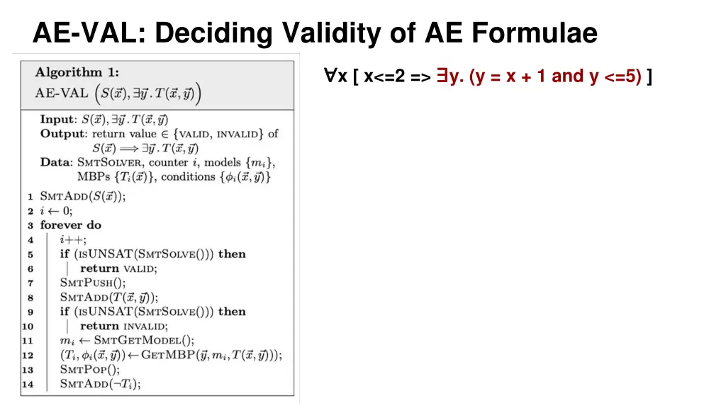 ae val deciding validity of ae formulae