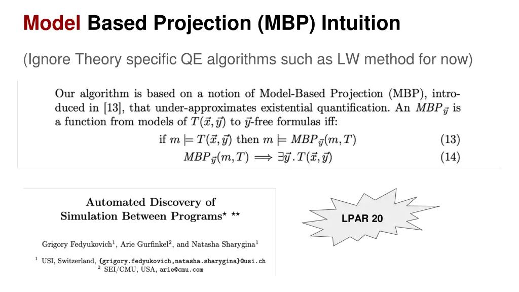 model based projection mbp intuition