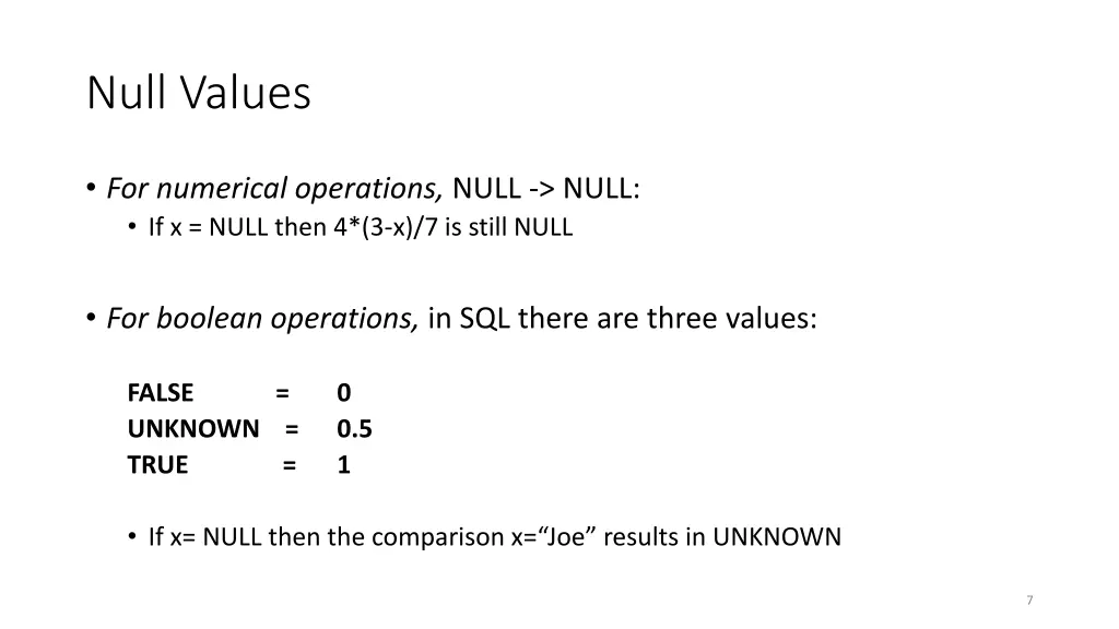 null values