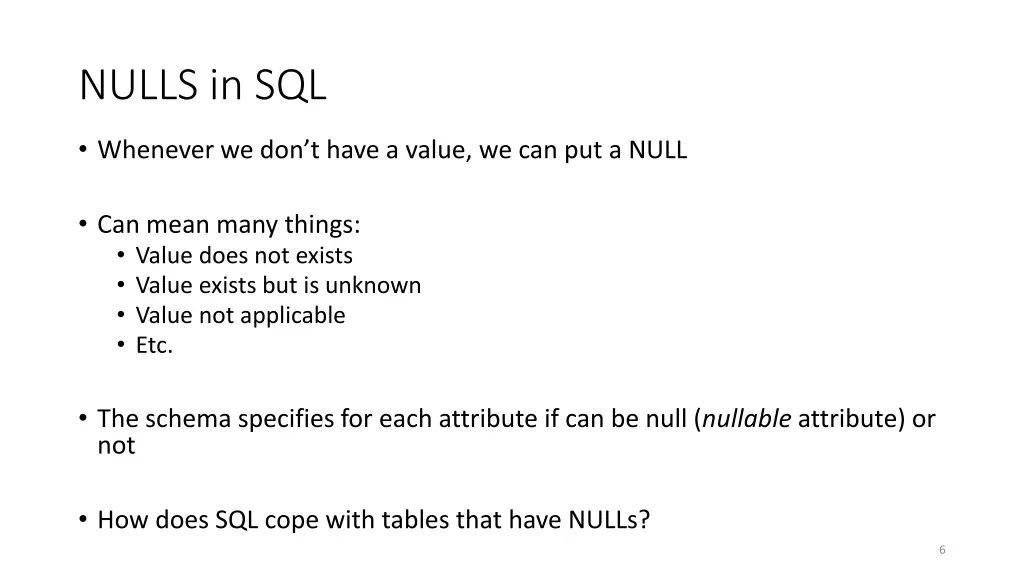 nulls in sql