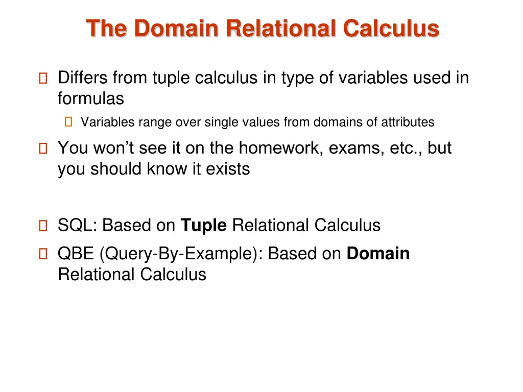 the domain relational calculus