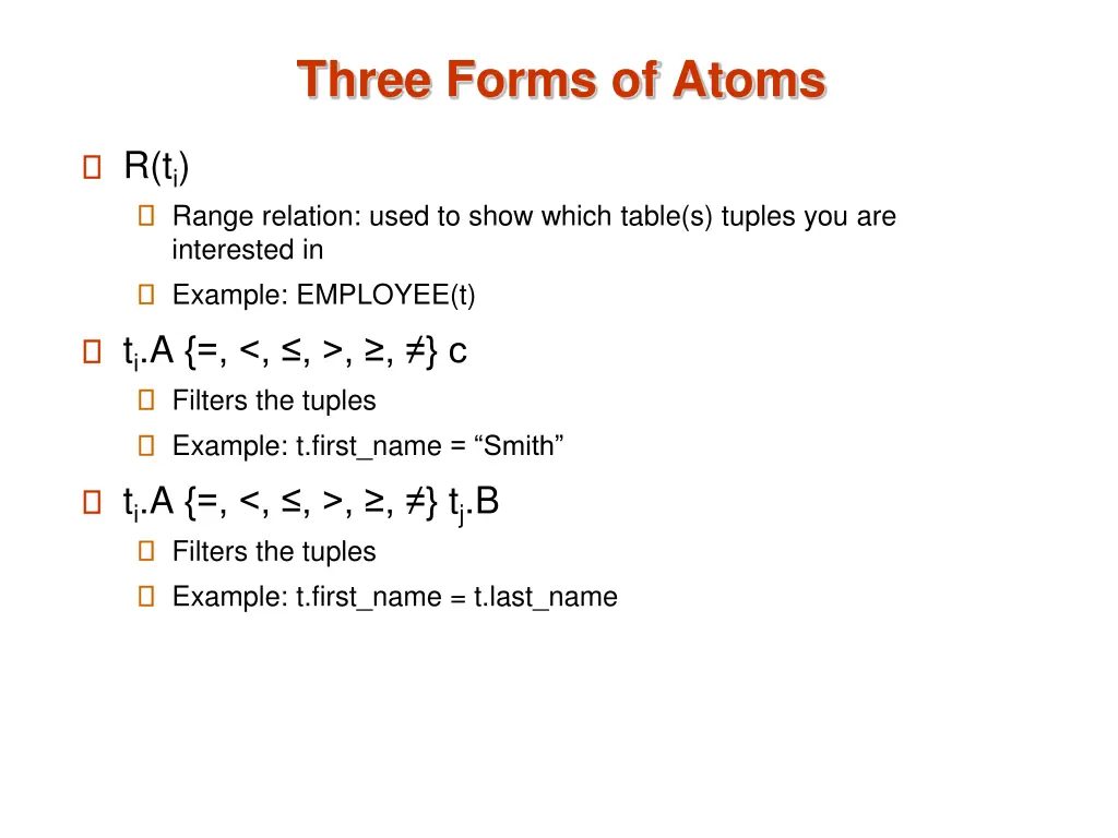 three forms of atoms