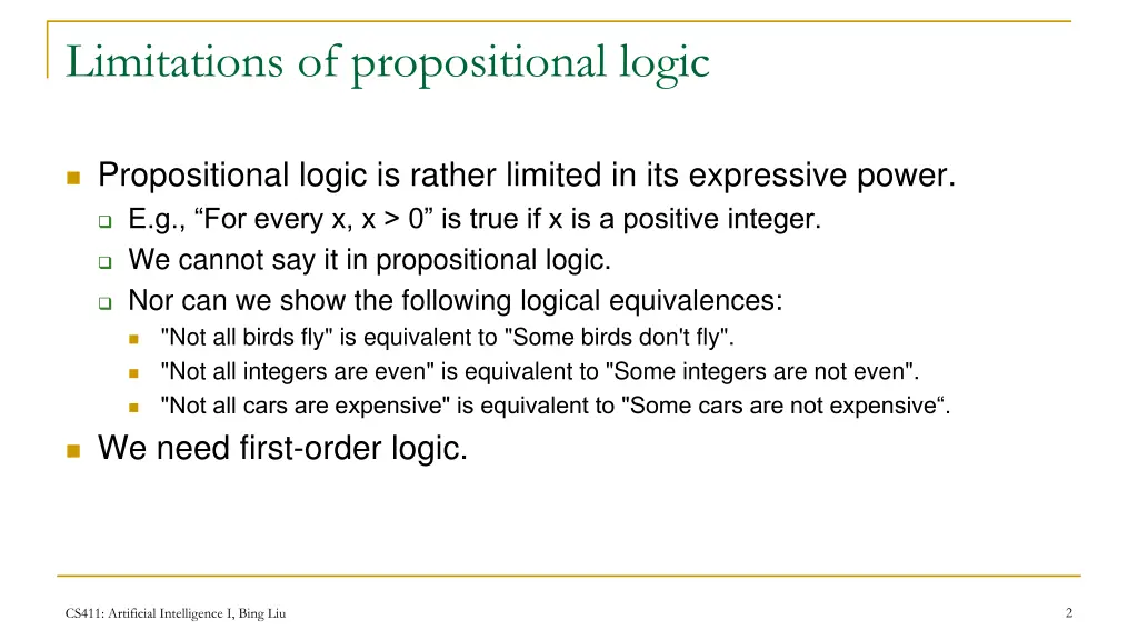 limitations of propositional logic