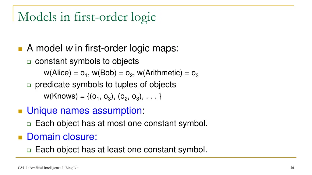 models in first order logic