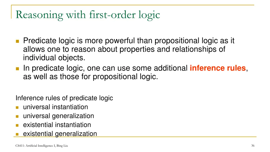 reasoning with first order logic