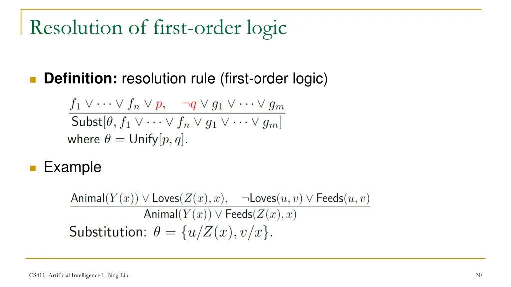 resolution of first order logic