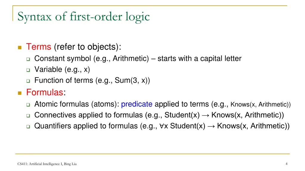 syntax of first order logic