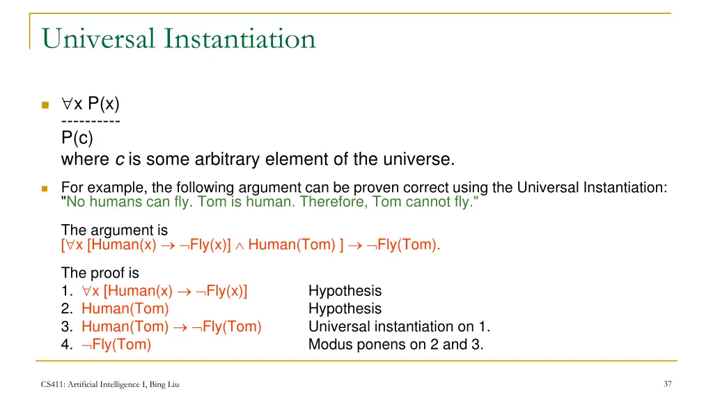 universal instantiation