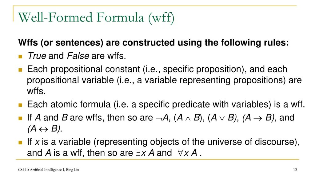 well formed formula wff