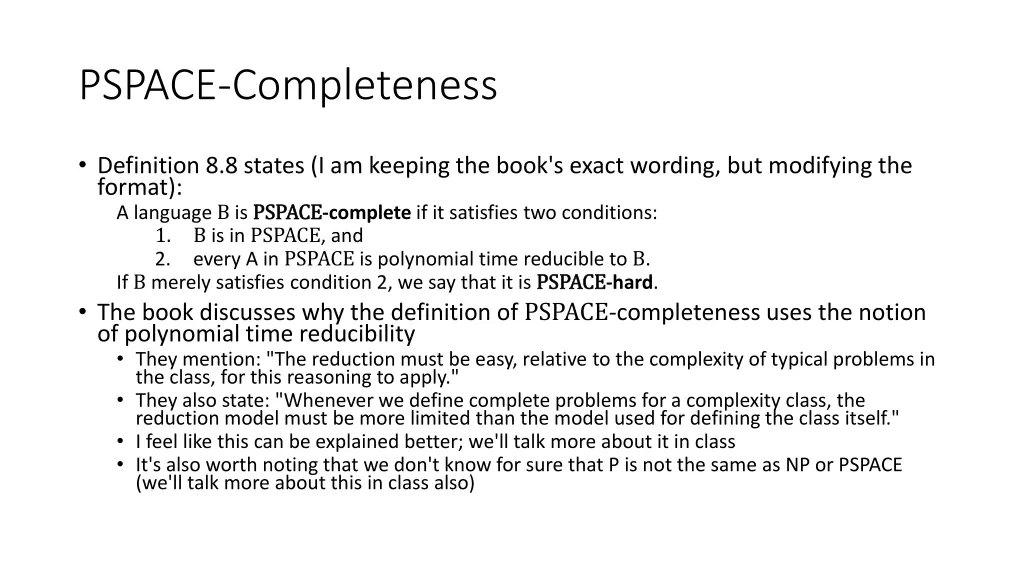 pspace completeness