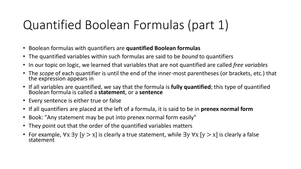 quantified boolean formulas part 1