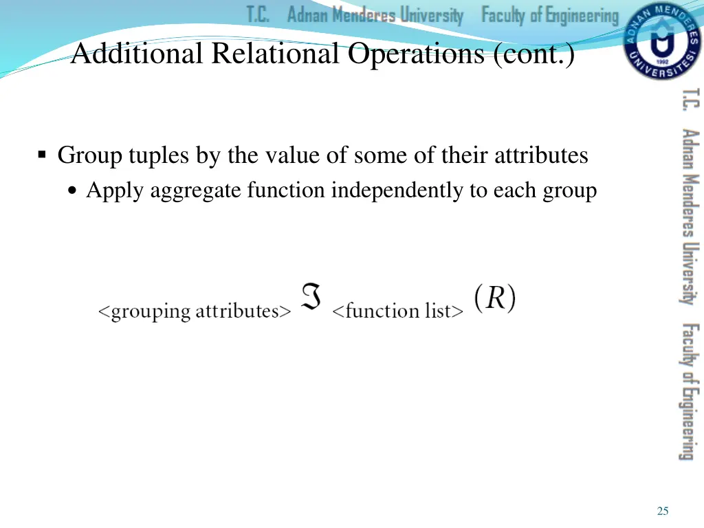 additional relational operations cont
