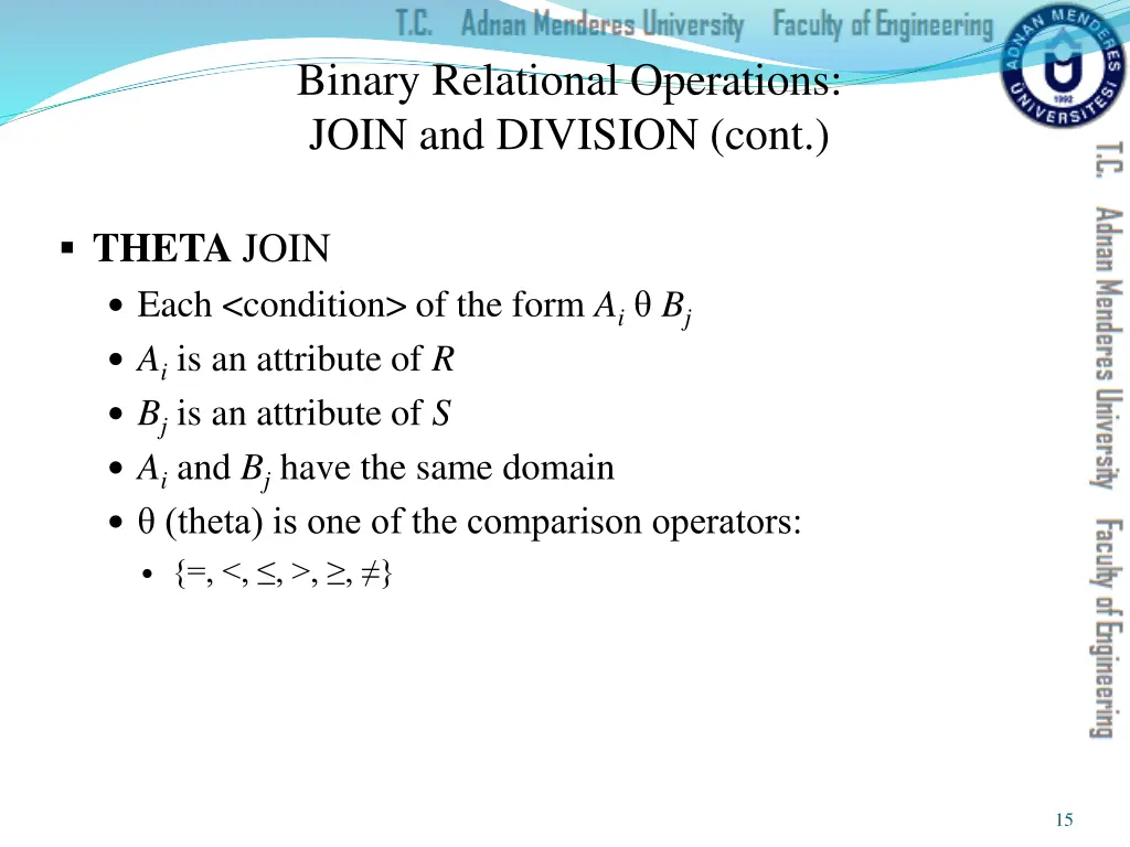 binary relational operations join and division 1