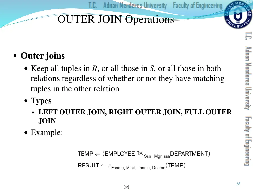 outer join operations