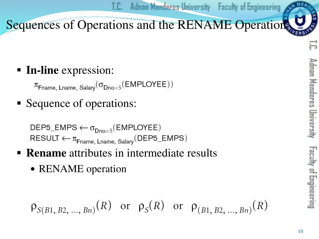 sequences of operations and the rename operation