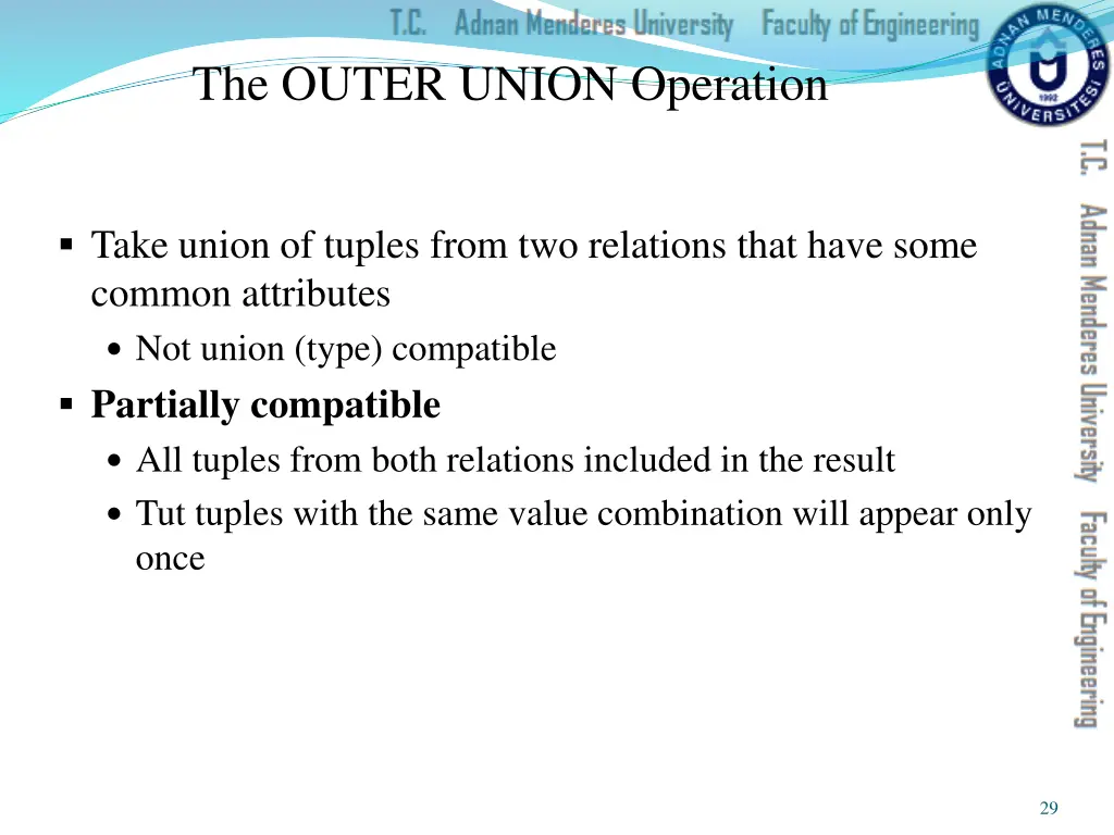 the outer union operation