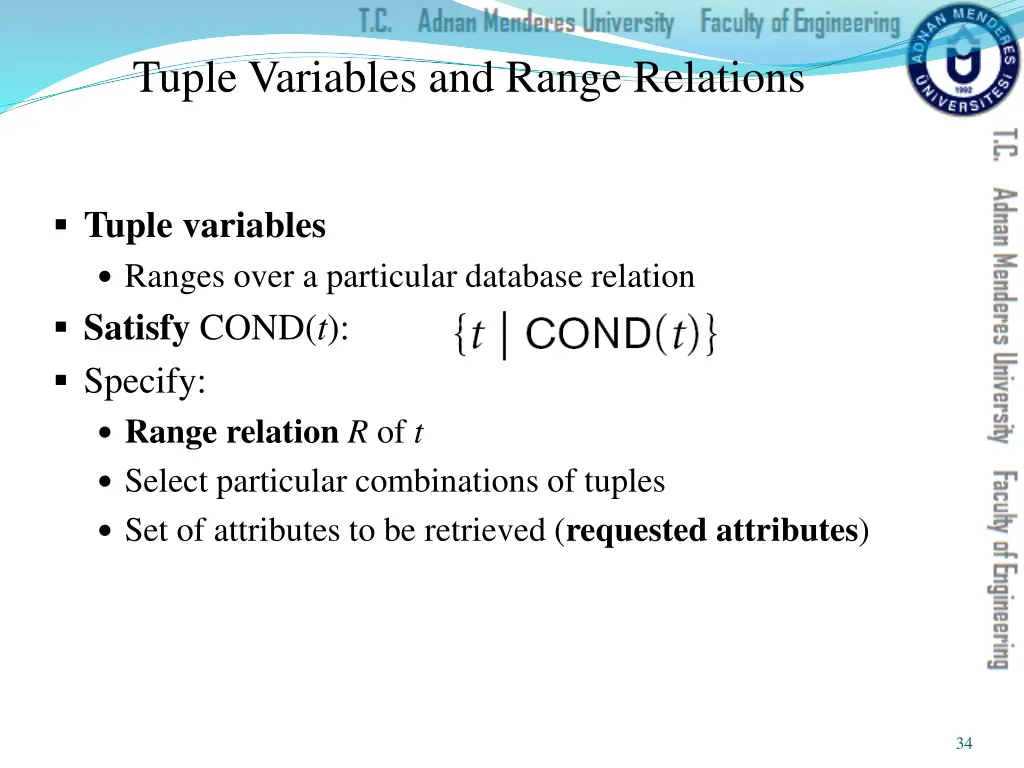 tuple variables and range relations