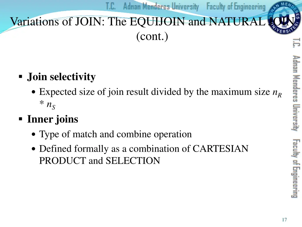 variations of join the equijoin and natural join 1